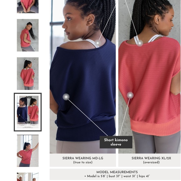 NWT SAVVI XS-SM Garnet Rose Ribbed Kimono Sleeve KARLI Top - Picture 6 of 12